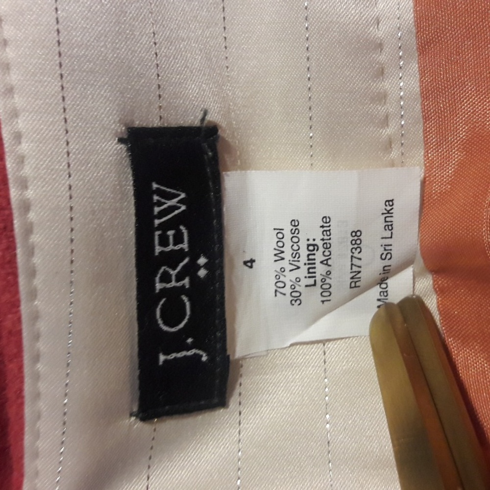 J. Crew Factory wool viscose blend lined midi coral color skirt size 4 - Picture 6 of 10